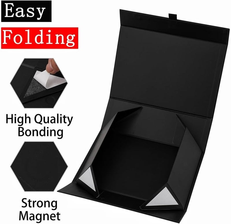 PLINJOY Black Gift Box for Presents 10.8x7.5x3.5 Inches Magnetic Gift Boxes with Lid Luxury Gift Box for Rectangle Collapsible for Bridesmaid, Wedding, Birthday Gift Packging - Image 3